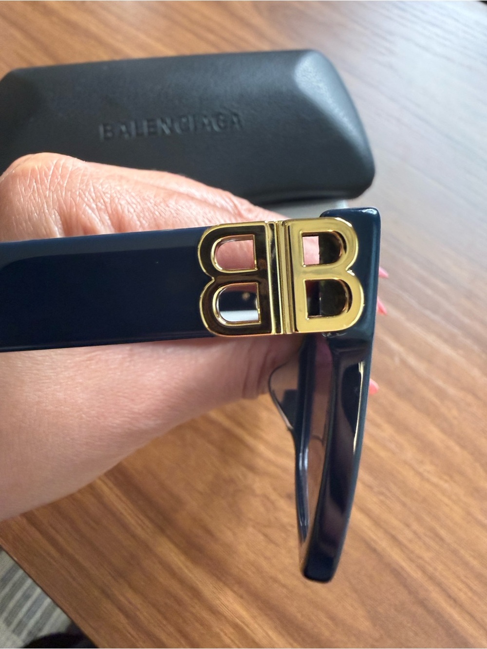 Balenciaga BB0102SA Dynasty Cat-Eye Sunglasses Blue Acetate / Gold (Asian Fit) - Picture 4 of 10